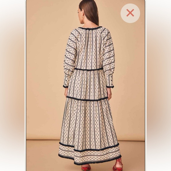 TUCKERNUCK HUNTER BELL BLACK WHITE TIERED MAXI DRESS SIZE LARGE - Picture 4 of 15